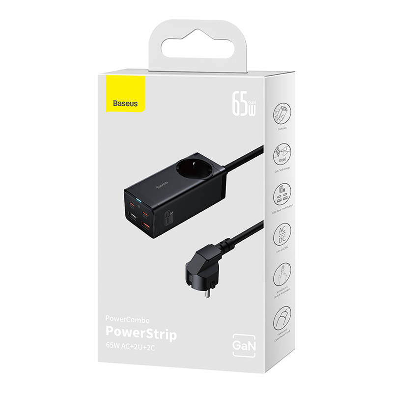 Prodlužovací kabel Baseus GaN3 Pro, 1 x Schuko, Černý PSZM000901