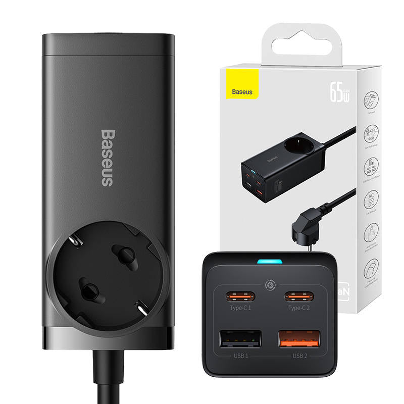 Prodlužovací kabel Baseus GaN3 Pro, 1 x Schuko, Černý PSZM000901