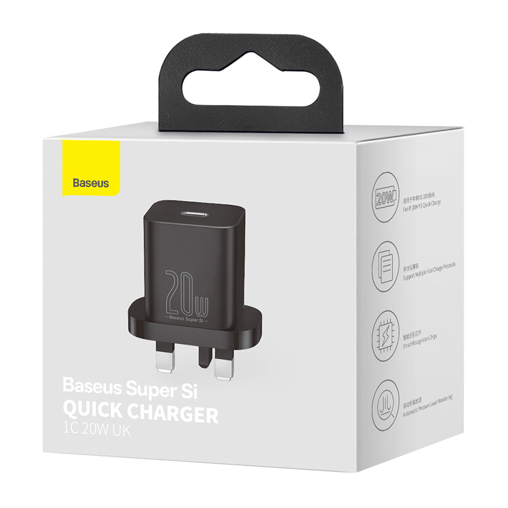 Síťová nabíječka Baseus Super Si UK, 20W, 3A, 1 x USB-C, Černá CCSUP-K01