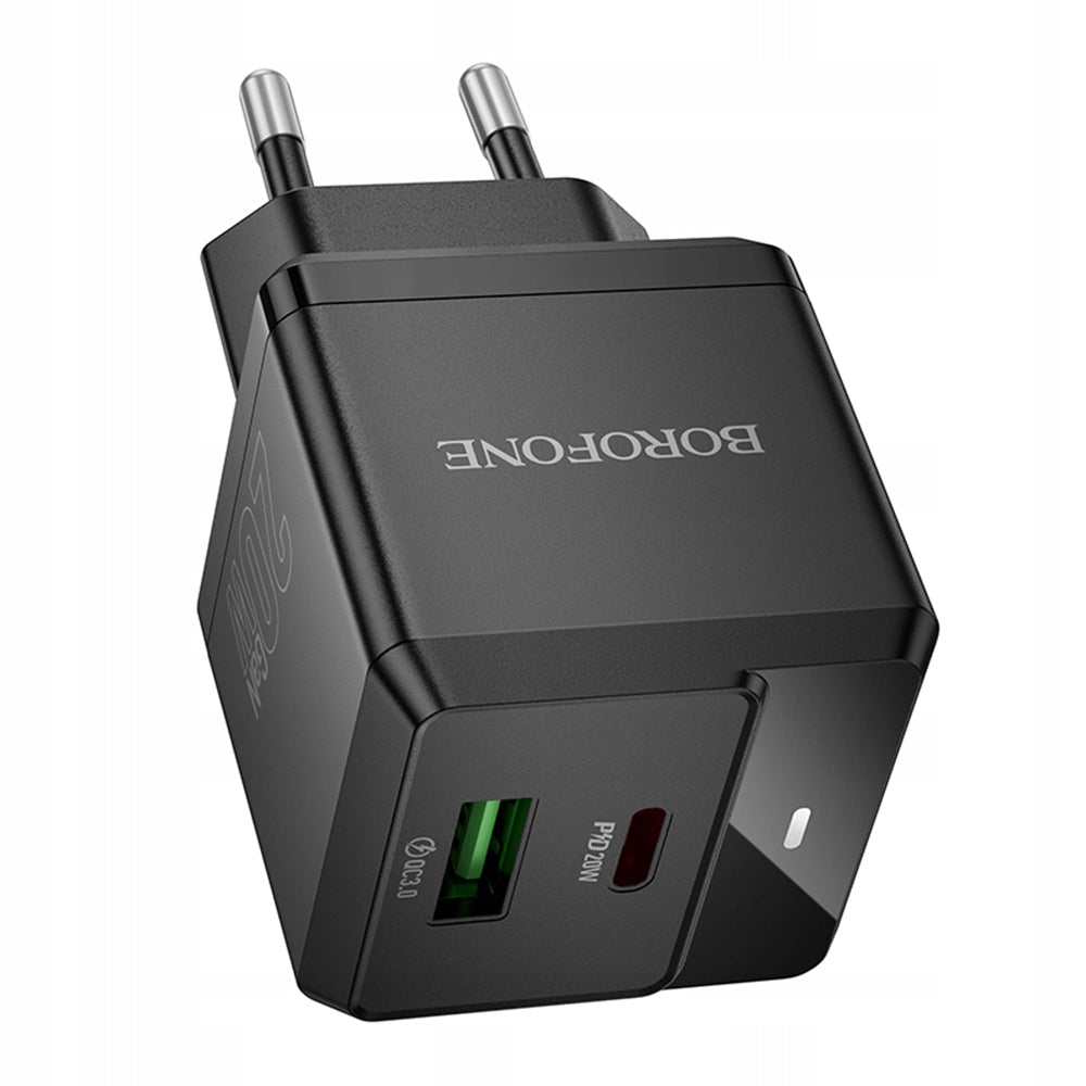 Síťová nabíječka Borofone BN19 Intenso, 20W, 3A, 1 x USB-A - 1 x USB-C, černá