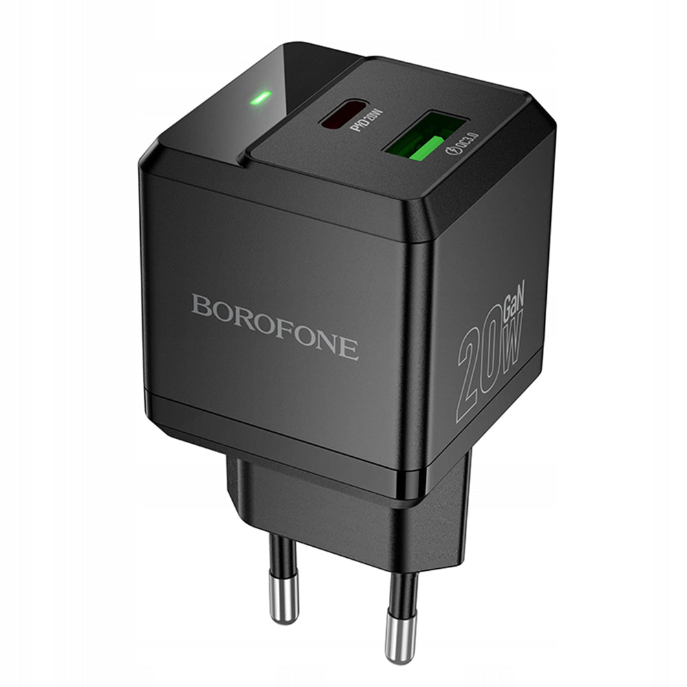 Síťová nabíječka Borofone BN19 Intenso, 20W, 3A, 1 x USB-A - 1 x USB-C, černá