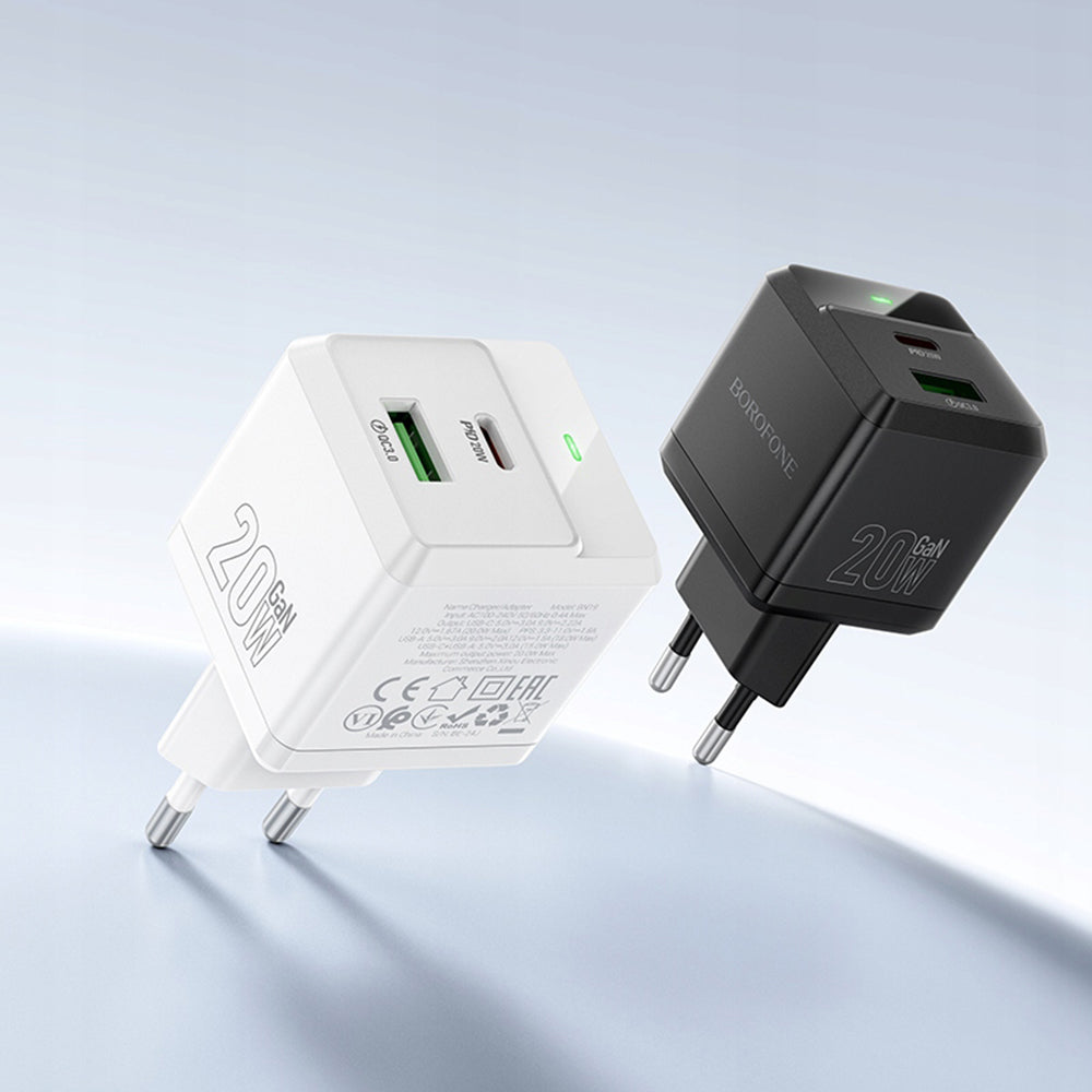 Síťová nabíječka Borofone BN19 Intenso, 20W, 3A, 1 x USB-A - 1 x USB-C, černá