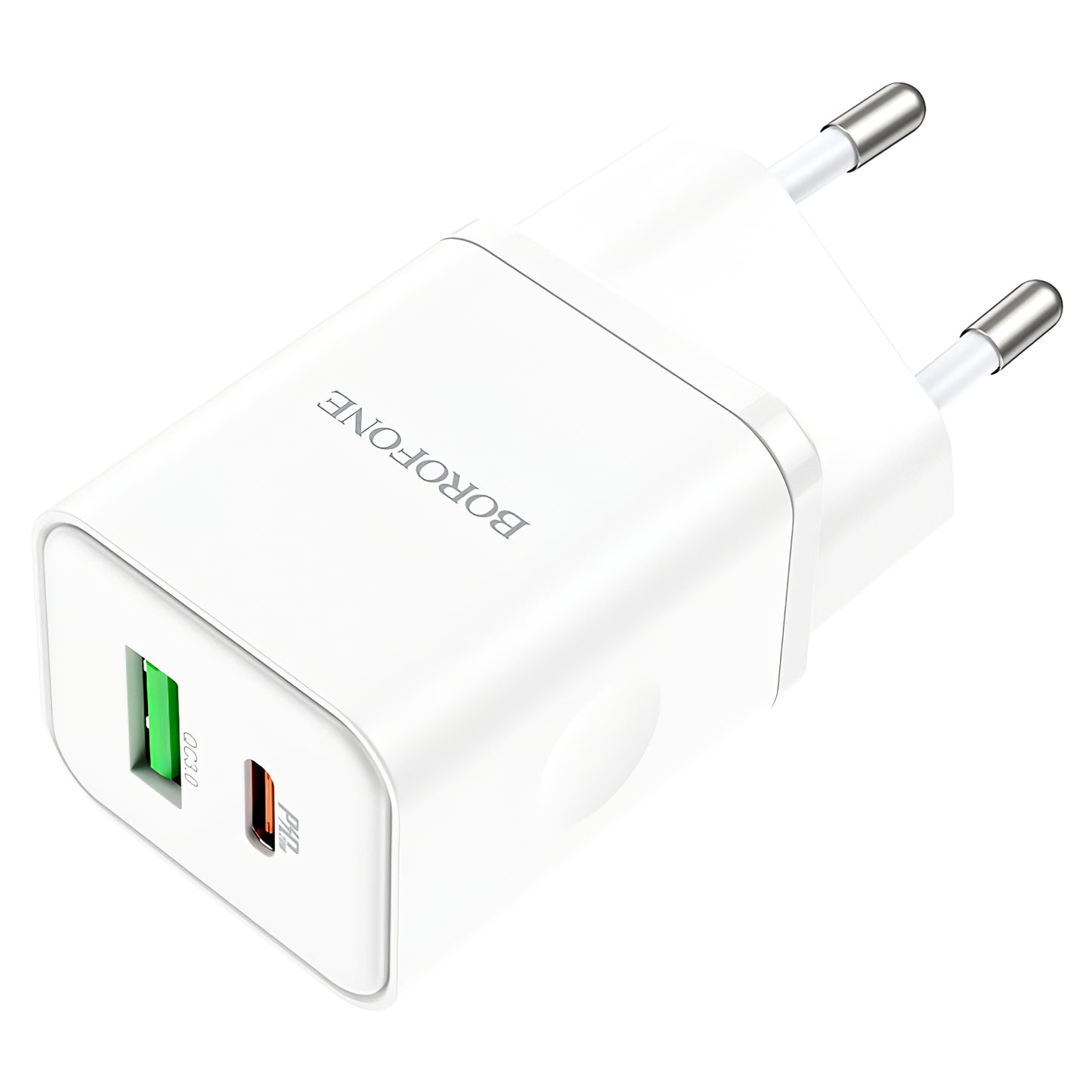 Síťová nabíječka Borofone BN7, 20W, 3A, 1 x USB-A - 1 x USB-C, bílá