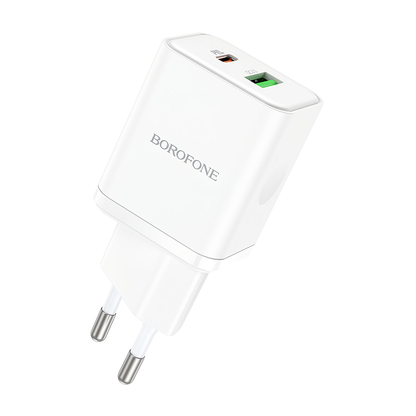 Síťová nabíječka Borofone BN7, 20W, 3A, 1 x USB-A - 1 x USB-C, bílá