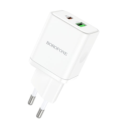 Síťová nabíječka Borofone BN7, 20W, 3A, 1 x USB-A - 1 x USB-C, bílá