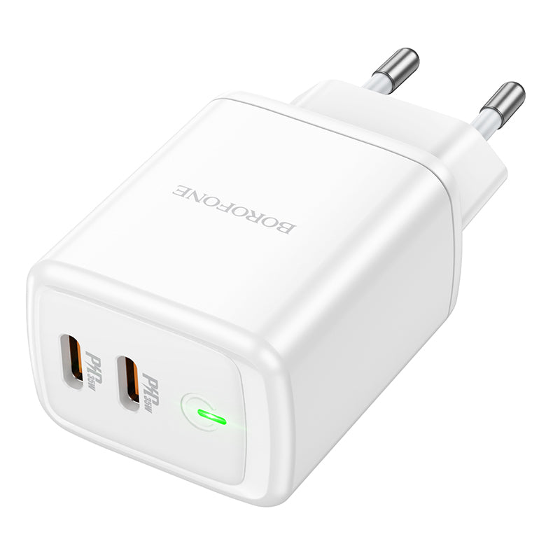 Síťová nabíječka Borofone BN9, 35W, 3A, 2 x USB-C, bílá