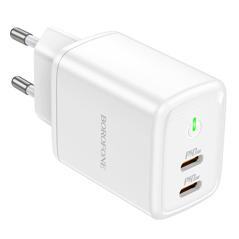 Síťová nabíječka Borofone BN9, 35W, 3A, 2 x USB-C, bílá