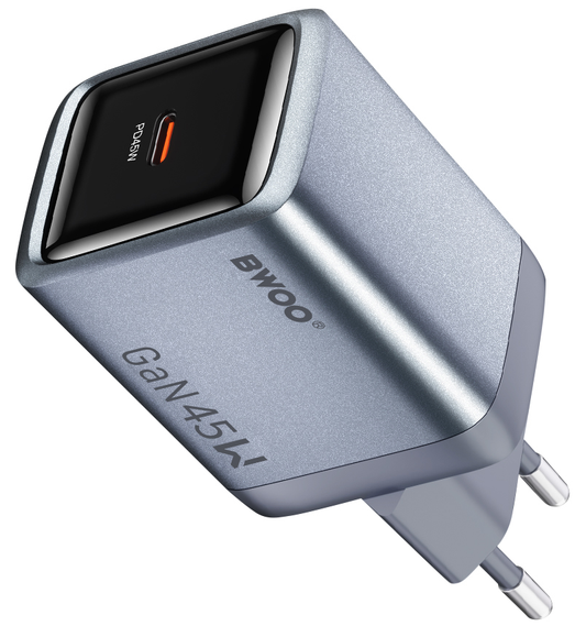 Síťová nabíječka BWOO BO-CDA238, 45W, 3A, 1 x USB-C, šedá