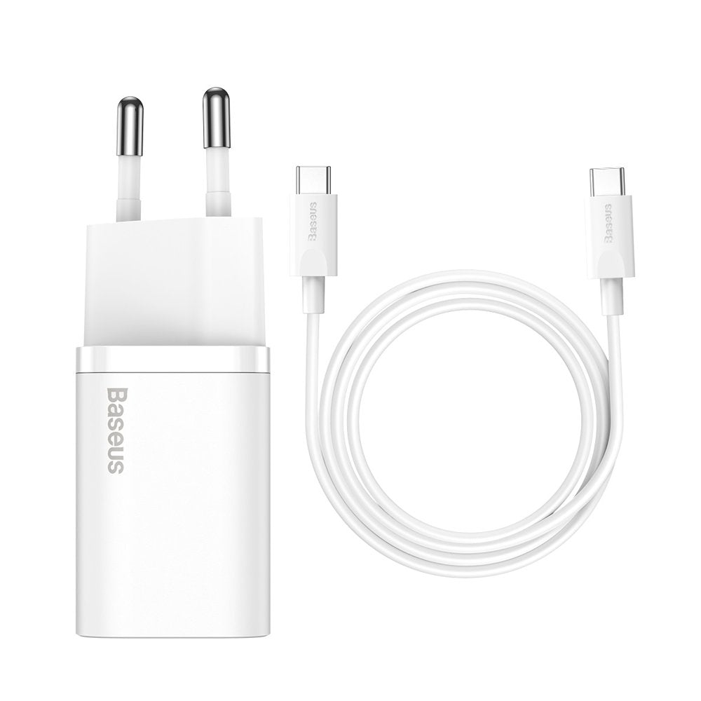 Síťová nabíječka s kabelem USB-C Baseus Super Si, 25W, 3A, 1 x USB-C, bílá TZCCSUP-L02