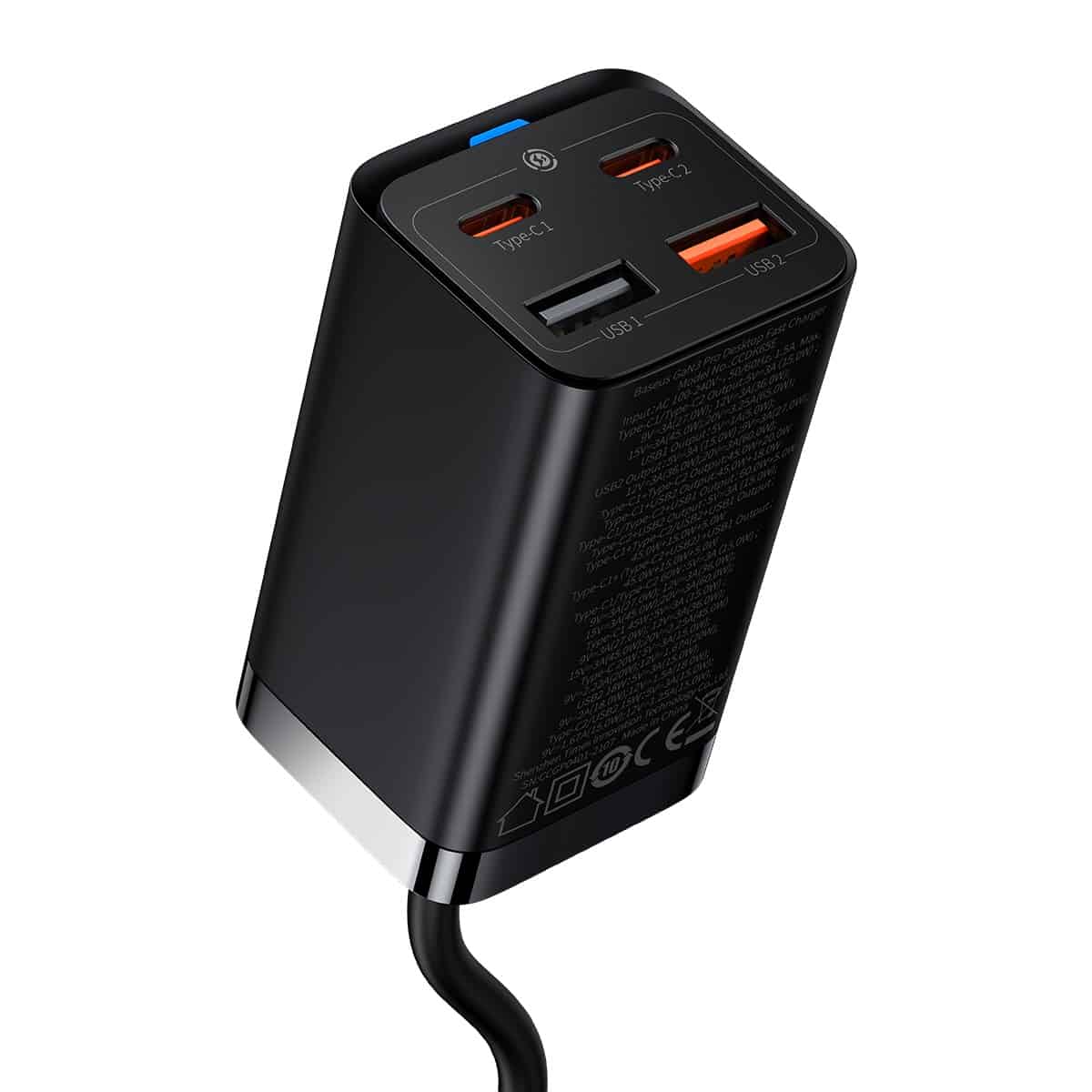 Nabíječka Baseus GaN3 Pro, 65W, 3A, 2 x USB-A - 2 x USB-C, Černá CCGP040101