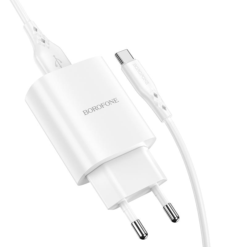 Síťová nabíječka s kabelem USB-C Borofone BN1, 10 W, 2,1 A, 1 x USB-A, bílá