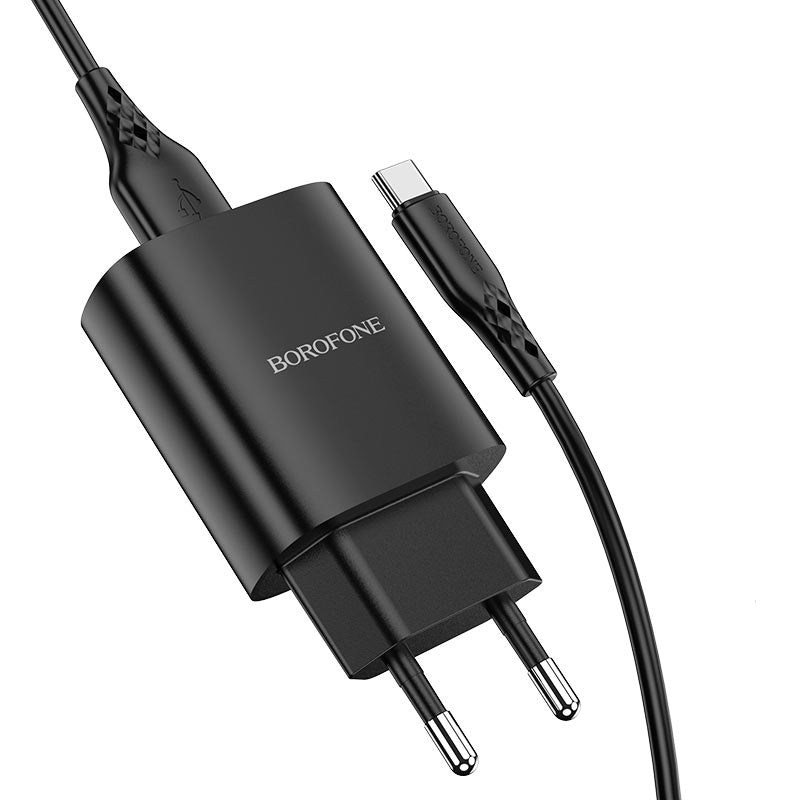 Síťová nabíječka s kabelem USB-C Borofone BN1, 10 W, 2,1 A, 1 x USB-A, černá