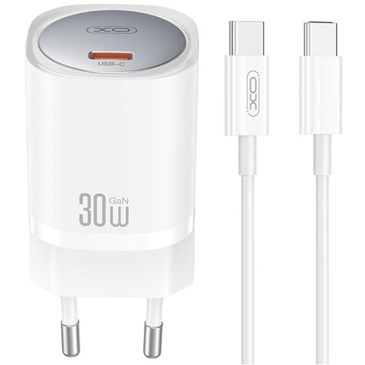 XO Design CE20, 30W, 3A, 1 x USB-C, 1 x USB-C, bílý