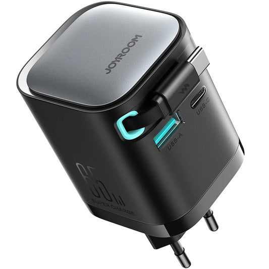 Joyroom JR-TCL02 Síťová nabíječka s kabelem USB-C JR-TCL02, 65W, 3A, 1 x USB-A - 1 x USB-C, černá