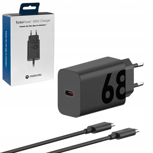 Síťová nabíječka s kabelem USB-C Motorola, 68W, 6,2A, 1 x USB-C, černá PG38C06281