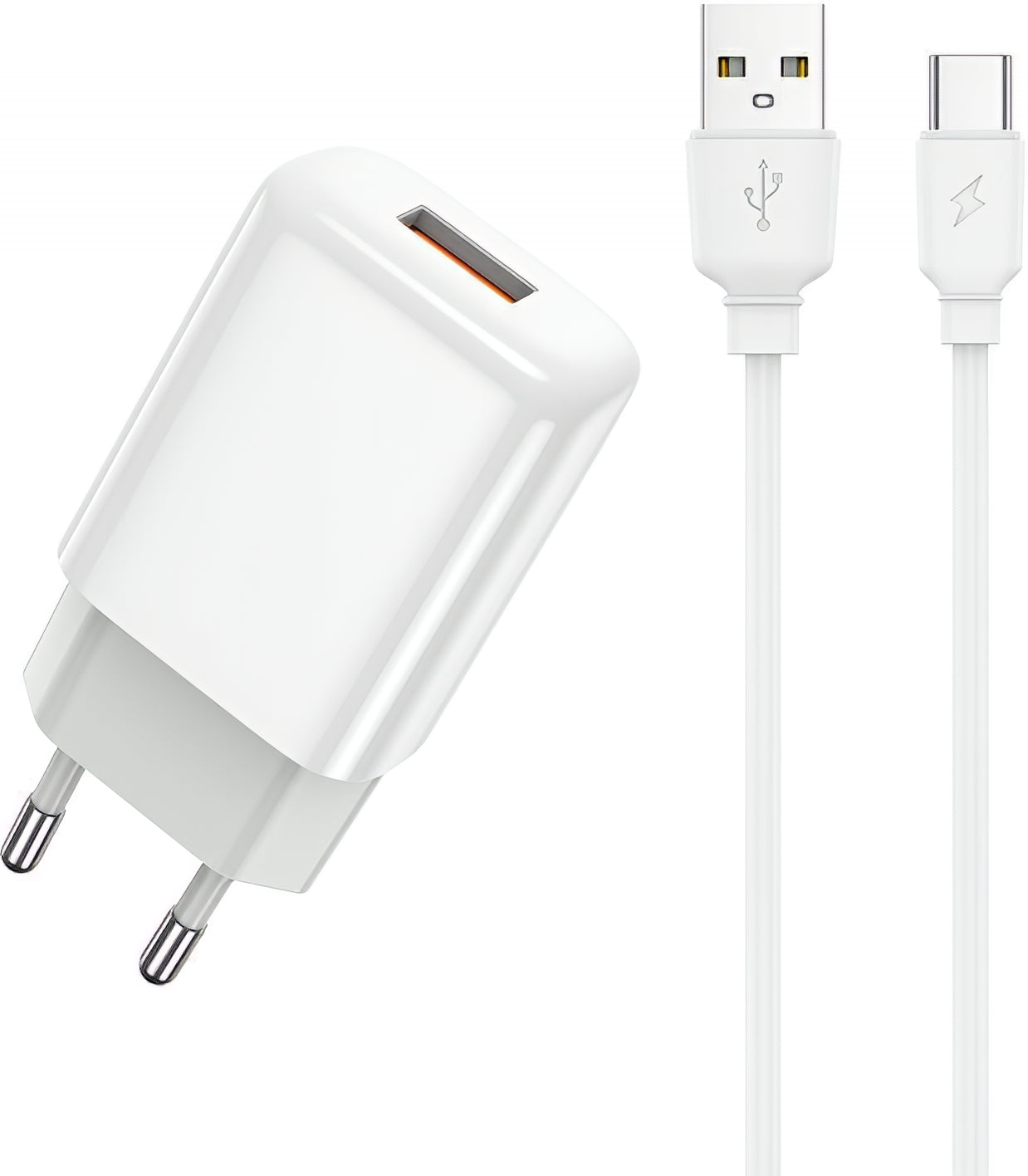 Síťová nabíječka s kabelem USB-C Prestico F9S, 12W, 2.4A, 1 x USB-A, Bílá