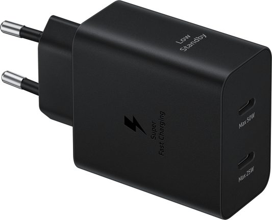 Síťová nabíječka Samsung s kabelem USB-C, 50 W, 3A, 2 x USB-C, černá EP-T5020XBEGEU