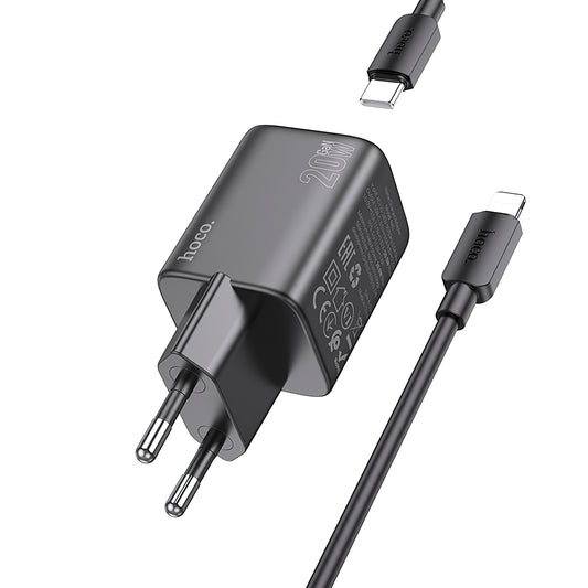 Síťová nabíječka s kabelem Lightning HOCO N40, 20W, 3A, 1 x USB-C, černá