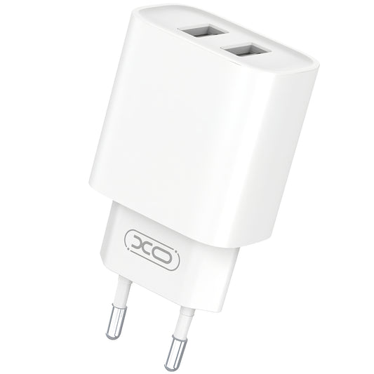 Síťová nabíječka s kabelem Lightning XO Design CE02C, 10,5 W, 2,1 A, 2 x USB-A, bílá
