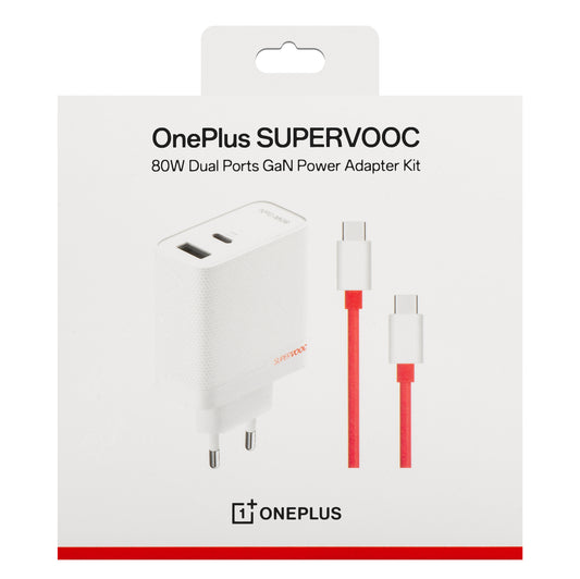 Síťová nabíječka s kabelem USB-C OnePlus, 80W, 7,3A, 1 x USB-A - 1 x USB-C, bílá 5461100597