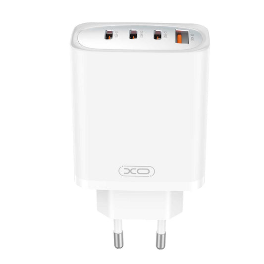 Síťová nabíječka s kabelem USB-C XO Design CE23, 65W, 3,25A, 1 x USB-A - 3 x USB-C, bílá