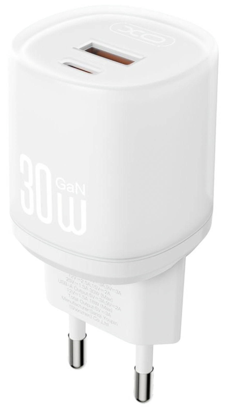 Síťová nabíječka s kabelem USB-C XO Design L151, 30W, 3A, 1 x USB-A - 1 x USB-C, Bílá