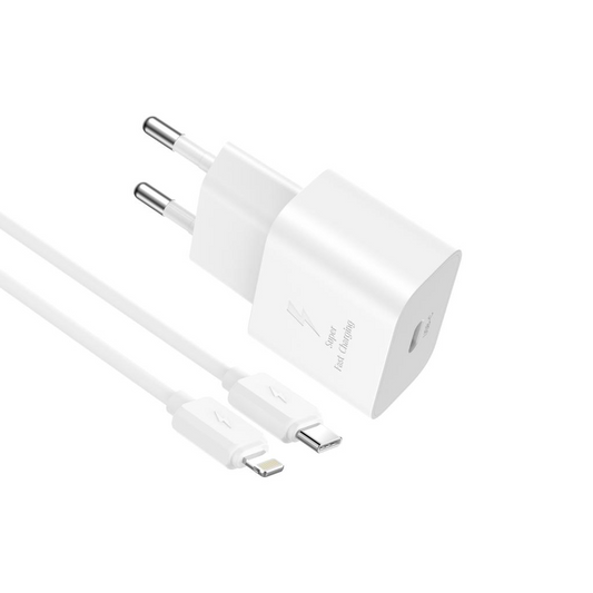 Síťová nabíječka s kabelem Lightning XO Design L167, 25W, 3A, 1 x USB-C, bílá