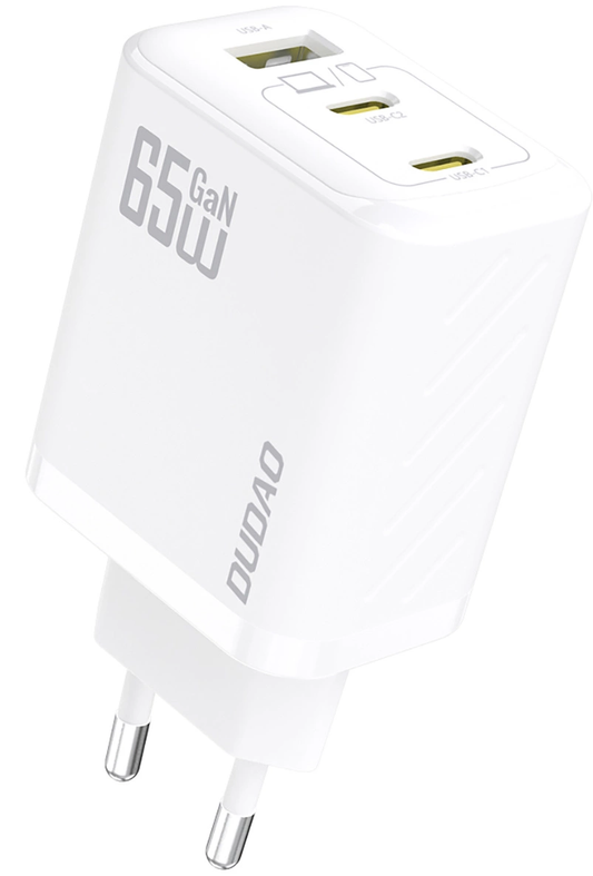 Síťová nabíječka s kabelem USB-C Dudao A29C, 65W, 3,25A, 1 x USB-A - 2 x USB-C, bílá