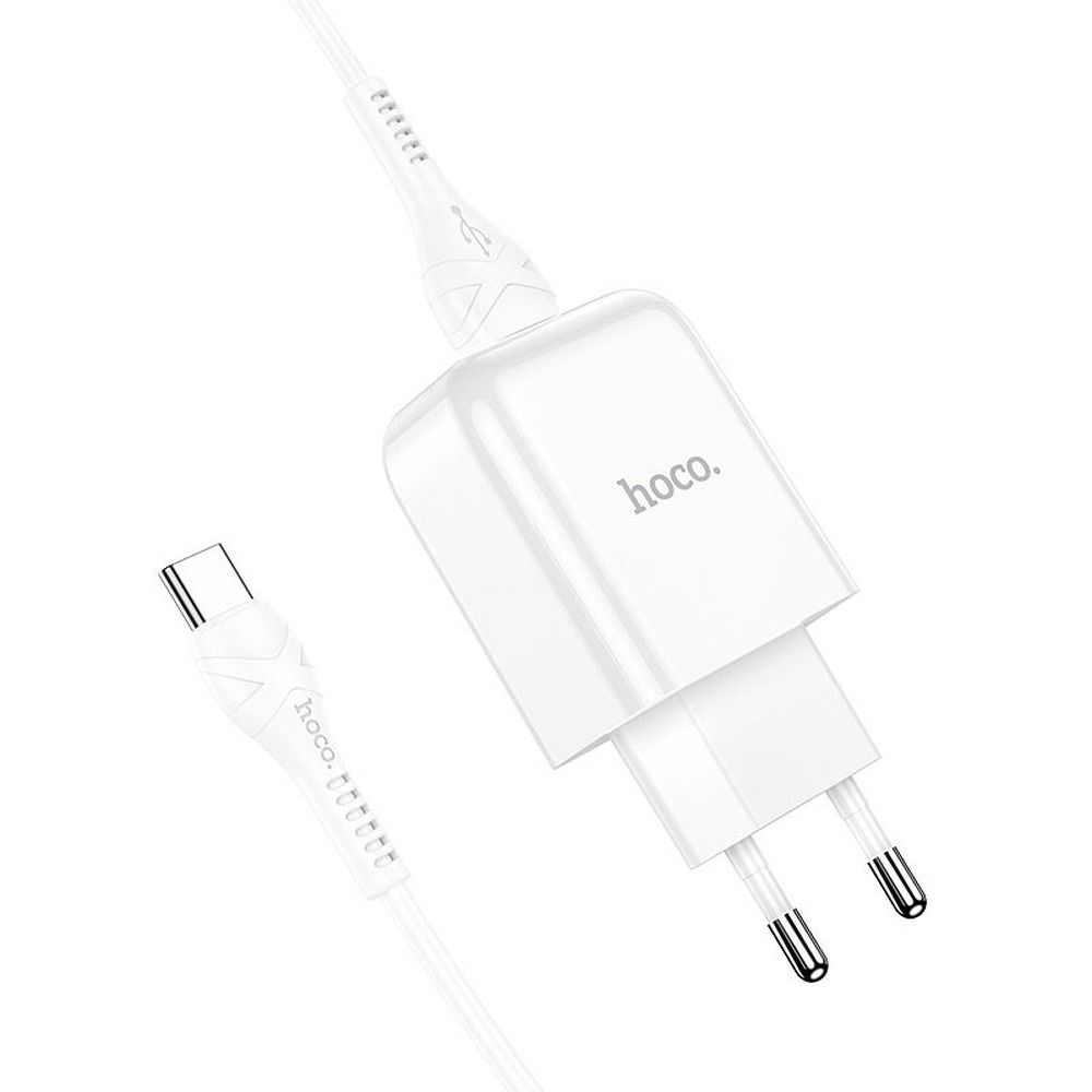 Síťová nabíječka s kabelem USB-C HOCO N2, 10W, 2A, 1 x USB-A, Bílá