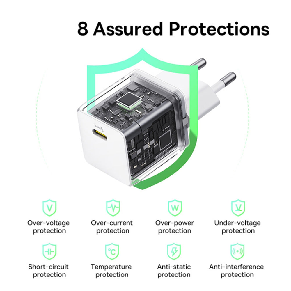 Síťová nabíječka s kabelem USB-C Baseus Palm, 30W, 3A, 1 x USB-C, Bílá P10111605213-01