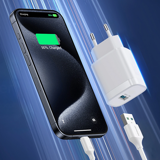 Síťová nabíječka s kabelem USB-C Joyroom JR-TF4, 18W, 3A, 1 x USB-A, bílá