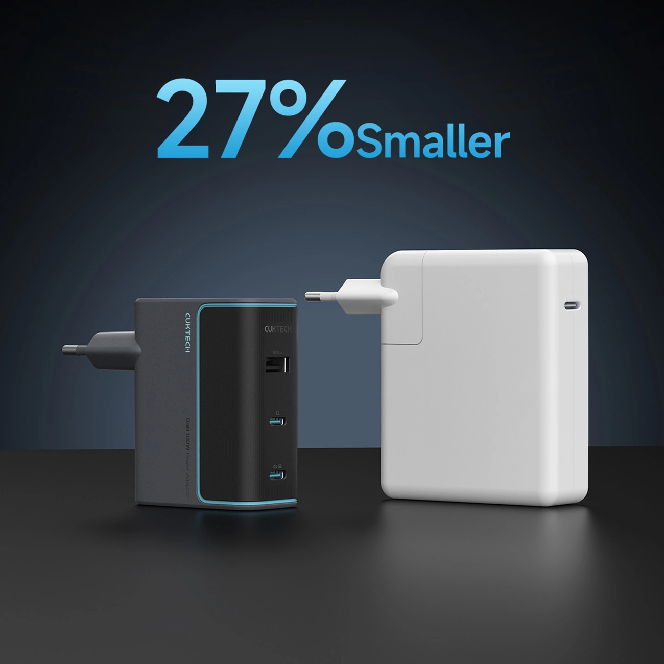 Síťová nabíječka s kabelem USB-C Cuktech, 100W, 5A, 1 x USB-A - 2 x USB-C, Šedá CUKAD1003EUG