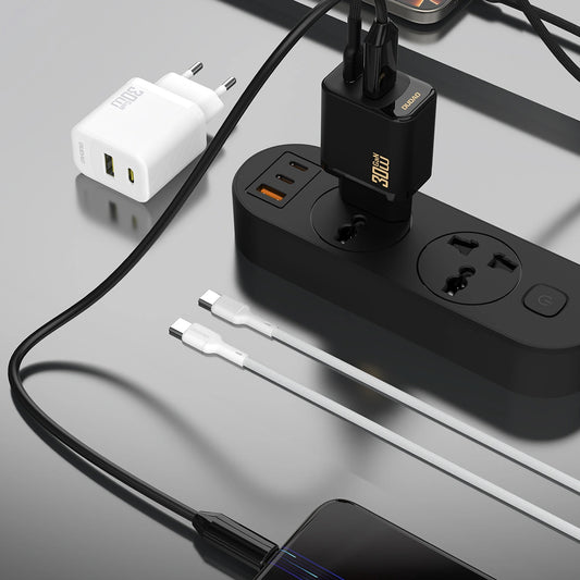 Síťová nabíječka s kabelem USB-C Dudao A27TCEU, 30W, 1 x USB-A - 1 x USB-C, Černá