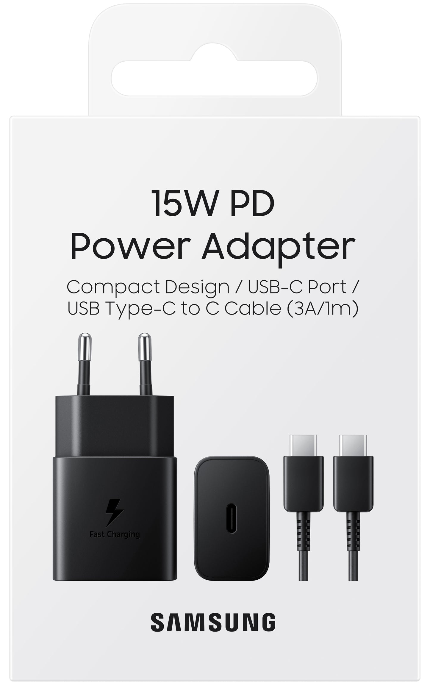 Síťová nabíječka Samsung USB-C s kabelem USB-C, 15W, 2A, 1 x USB-C, černá EP-T1510XBEGEU EP-T1510XBEGEU