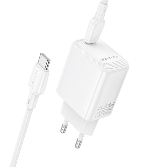 Síťová nabíječka s kabelem USB-C Borofone BN26 Fuente, 20W, 3A, 1 x USB-C, Bílá