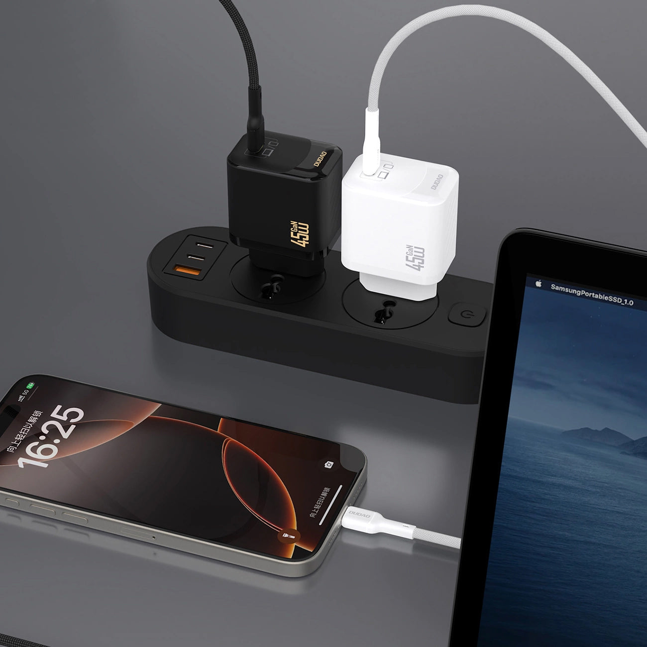 Síťová nabíječka s kabelem USB-C Dudao A28C, 45W, 3A, 1 x USB-C, Černá