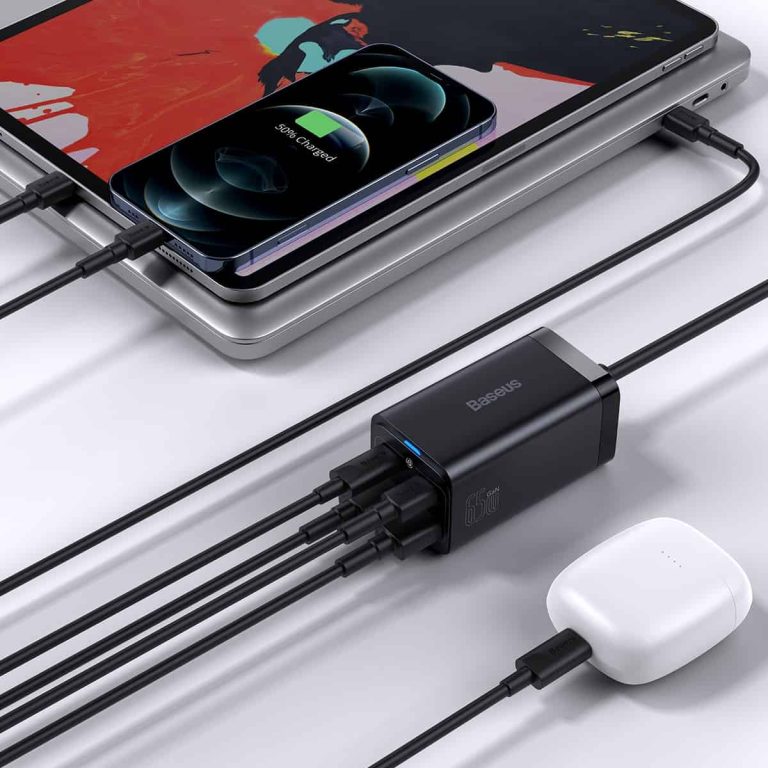 Nabíječka Baseus GaN3 Pro, 65W, 3A, 2 x USB-A - 2 x USB-C, Černá CCGP040101