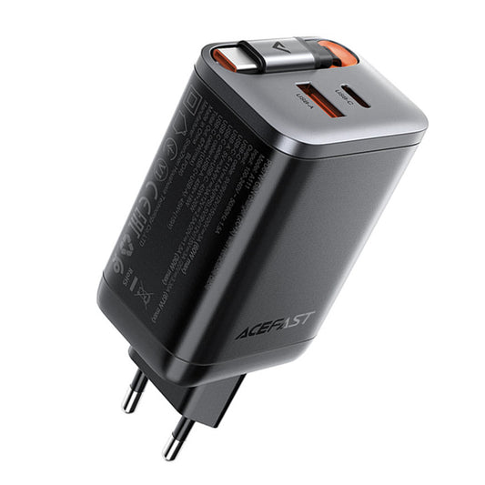 Síťová nabíječka s kabelem USB-C Acefast A111, 67W, 3A, 1 x USB-A - 1 x USB-C, černá