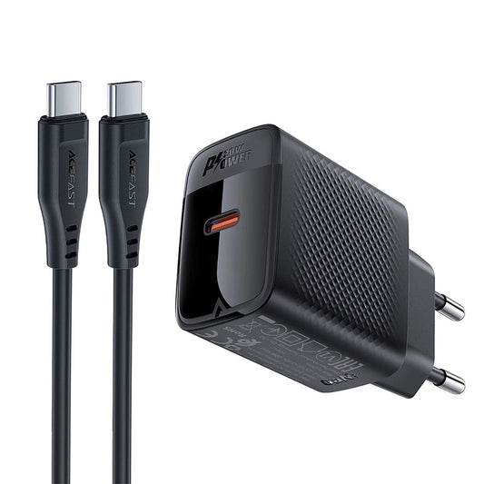 Síťová nabíječka s kabelem USB-C Acefast A82, 20W, 3A, 1 x USB-C, černá