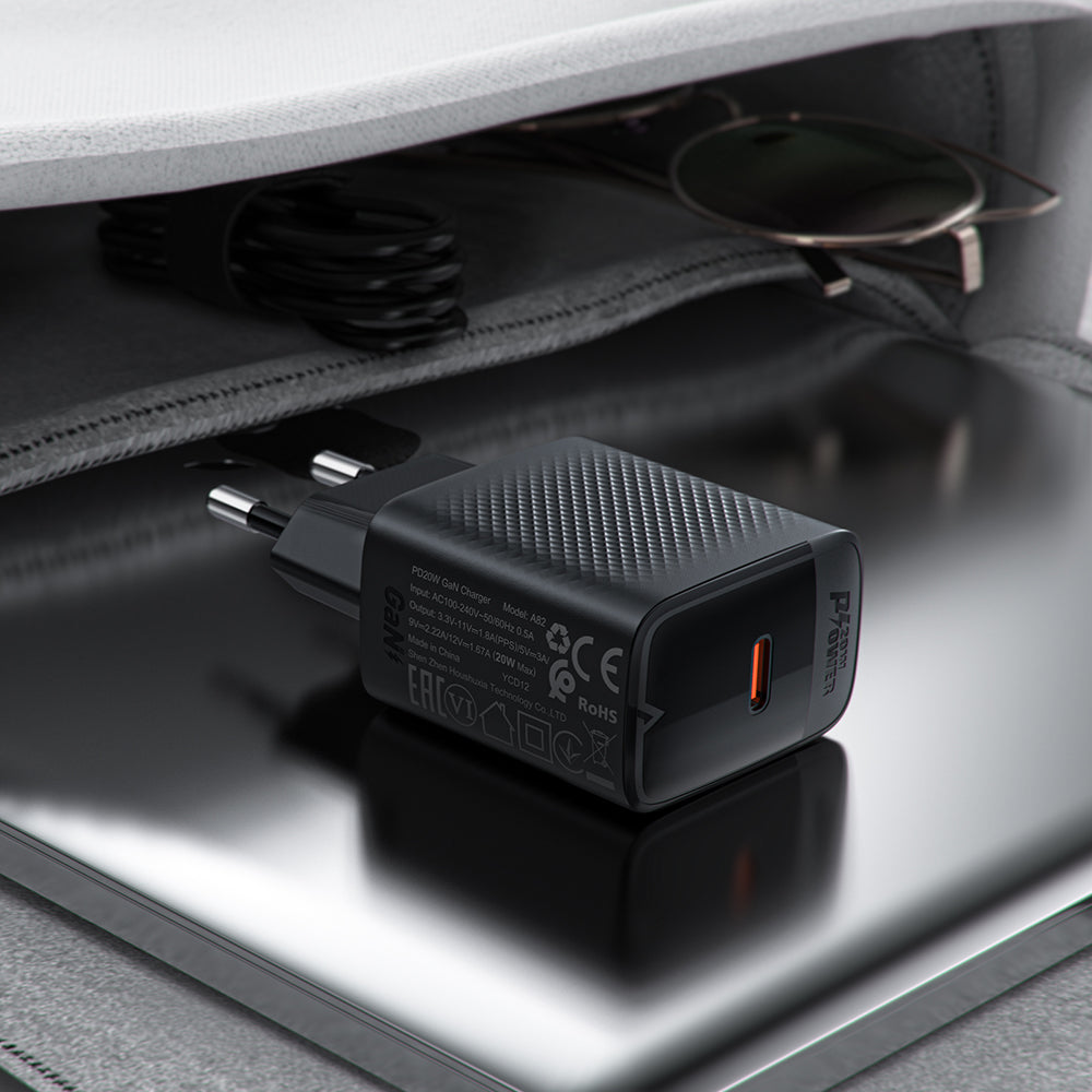 Síťová nabíječka s kabelem USB-C Acefast A82, 20W, 3A, 1 x USB-C, černá