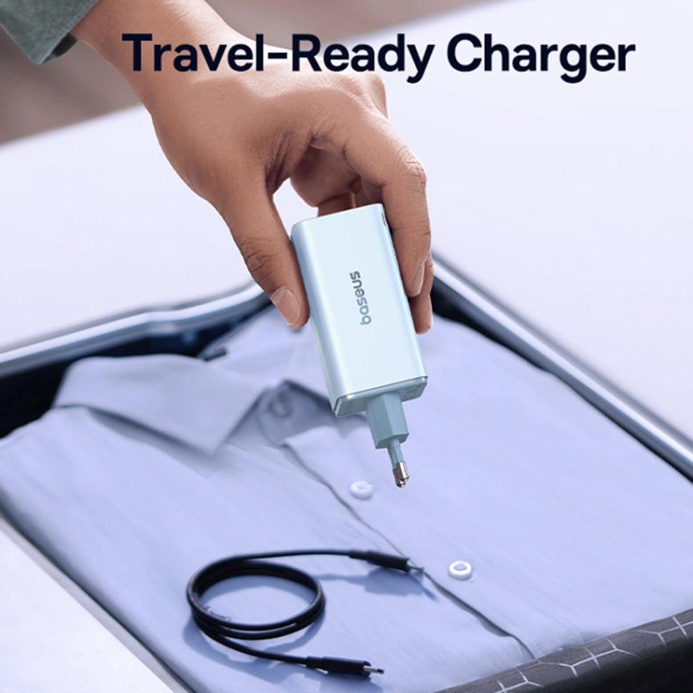 Baseus GaN6 Pro Network Charger with USB-C Cable, 100W, 3.25A, 2 x USB-A - 2 x USB-C, Blue P10162705312-00
