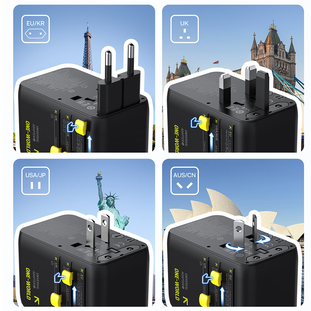 Síťová nabíječka s kabelem USB-C Baseus Travel PicoGo AG11, 45W, 2 x zásuvka - 1 x USB-C - 2 x USB-A, černá E0307F00