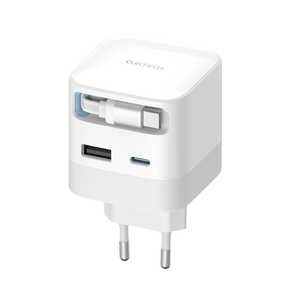 Síťová nabíječka s kabelem USB-C Cuktech, 67W, 3,25A, 1 x USB-A - 1 x USB-C, bílá CUKA653WEUWT