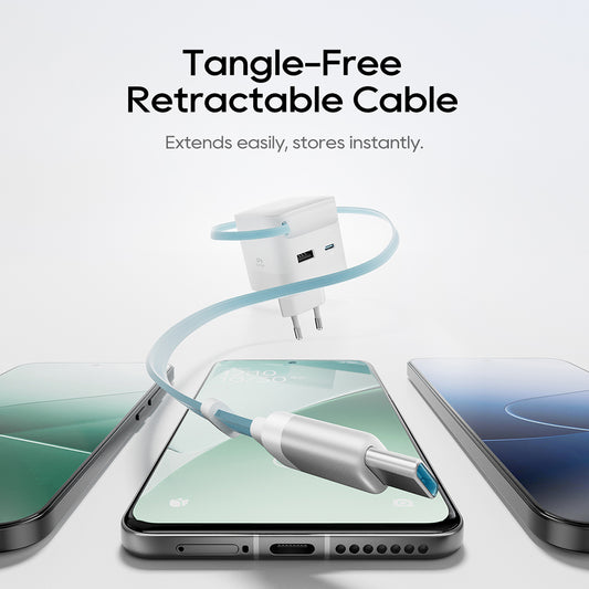 Síťová nabíječka s kabelem USB-C Cuktech, 67W, 3,25A, 1 x USB-A - 1 x USB-C, bílá CUKA653WEUWT
