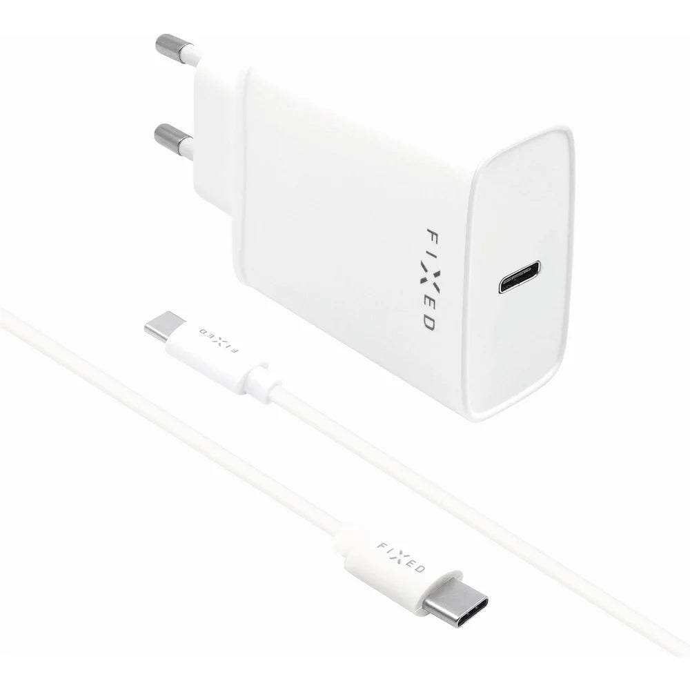 Síťová nabíječka s kabelem USB-C Fixed, 20W, 3A, 1 x USB-C, bílá