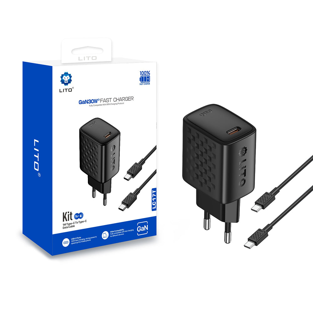 Síťová nabíječka Lito LC17, 30W, 3A, 1 x USB-C, Černá