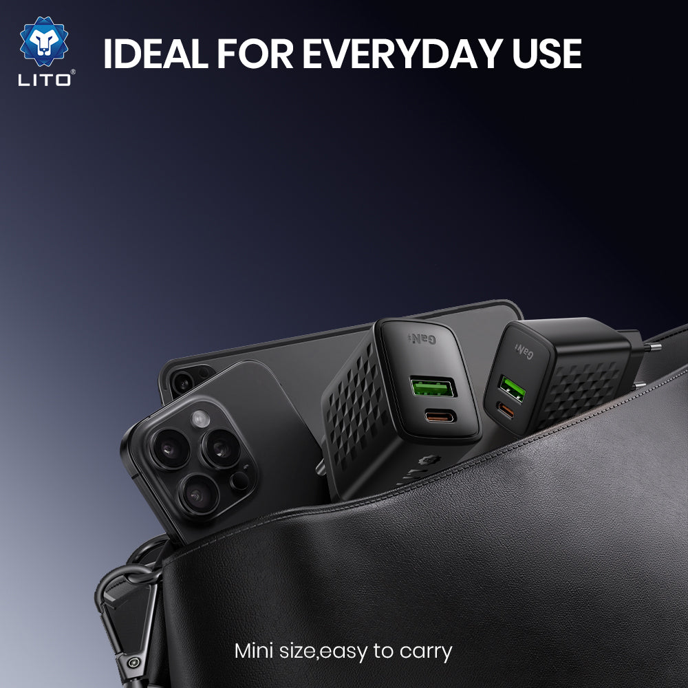 Síťová nabíječka s kabelem USB-C Lito LC19T, 30W, 3A, 1 x USB-A - 1 x USB-C, černá