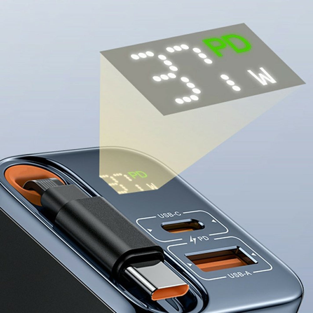 Síťová nabíječka s kabelem USB-C Yesido YC100 Display, 67W, 3.35A, 1 x USB-A - 1 x USB-C, černá