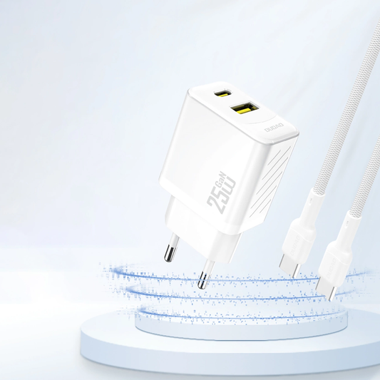 Síťová nabíječka Dudao A26T, 25W, 3A, 1 x USB-A - 1 x USB-C, Bílá