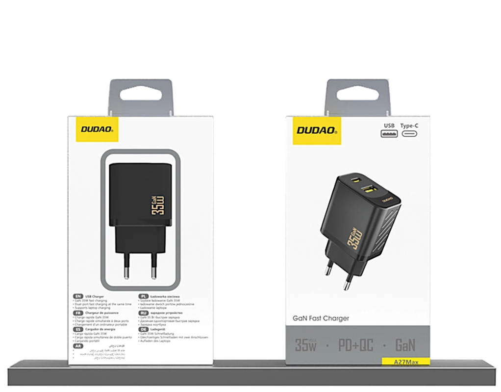 Síťová nabíječka Dudao A27 Max, 35W, 1 x USB-A - 1 x USB-C, černá
